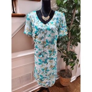 Vintage Just In Thyme LTD Polyester Short Sleeve V-Neck Knee Length Dress 16W